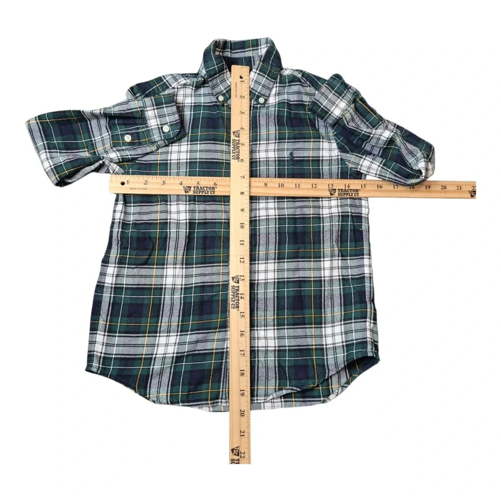Ralph Lauren Boys 7 Performance Flannel Shirts Plaid Button Down Lot of 2